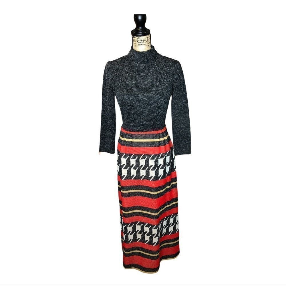 Vintage mod style 70’s maxi dress size small union‎ made abstract